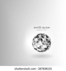 Abstract technology background. Freestanding polygonal sphere with shadow.
