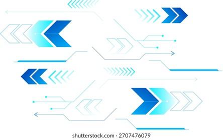 Fondo de tecnología Abstractas. Interfaz futurista de tecnología azul con flechas dinámicas y Elementos digitales, ideal para tecnología, innovación y fondos de diseño de interfaz de usuario futurista.