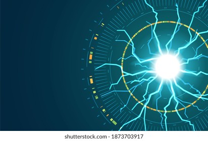 Abstract technology background. Futuristic circles with shining light. Digital innovation concept for your design.