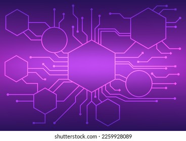 Resumen de tecnología fondo línea de circuito de concepto futurista, gradiente de color púrpura, para plantilla de presentación, banner web, fondo, afiche.