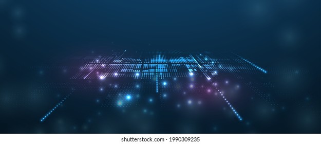 Abstract technology background. Futuristic data interface with geometric shapes