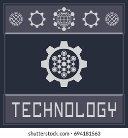 Abstract technology background. Futuristic background. Gear and hexagon sign. 