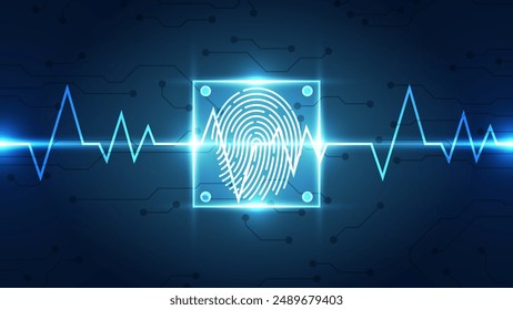 Abstract technology background. Futuristic interface. fingerprint scan. Biometric identification concept. Vector illustration.