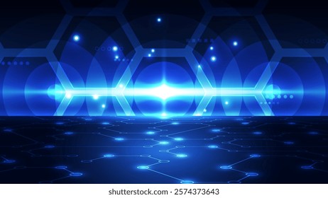 Abstract technology background. Futuristic interface with hexagons. Vector illustration