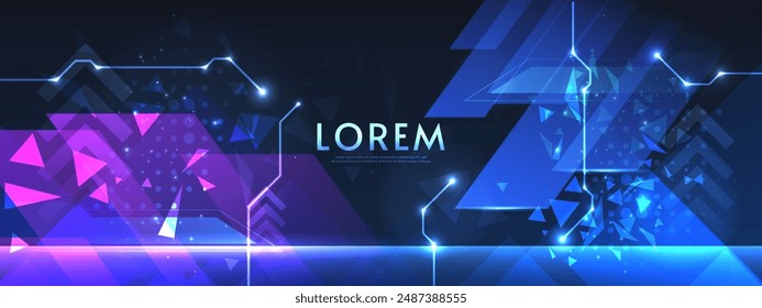 Abstract technology background, futuristic light stripe horizontal on dark background. Vector illustration