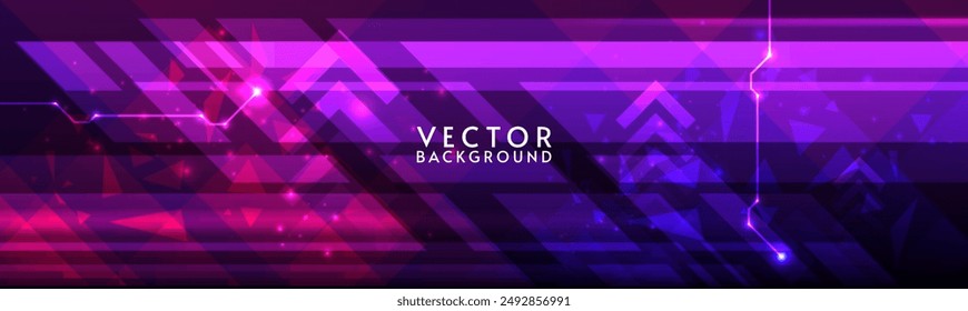 Abstract technology background, futuristic light stripe horizontal on dark background. Vector illustration