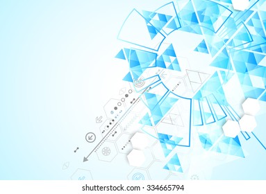 Abstract technology background. Futuristic style with blue triangles. Vector illustration