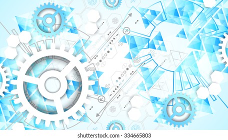 Abstract technology background. Futuristic style with blue triangles. Vector illustration