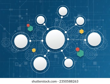 Resumen del fondo de la tecnología con el mecanismo de la rueda de engranajes. Ilustración del vector