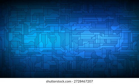 Fondo de tecnología Abstractas con patrón de circuito geométrico. Textura de laberinto digital azul. Textura de la placa base con líneas y Formas geométricas, patrón de red electrónica de alta tecnología. Ilustración vectorial