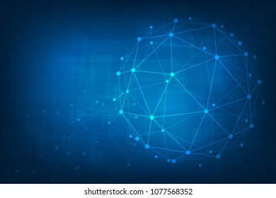 Abstract technology background. Geometric digital internet connection.  Global network connections with points and lines. vector illustration.