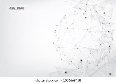 Abstract technology background. Geometric and Global network connections with points and lines.