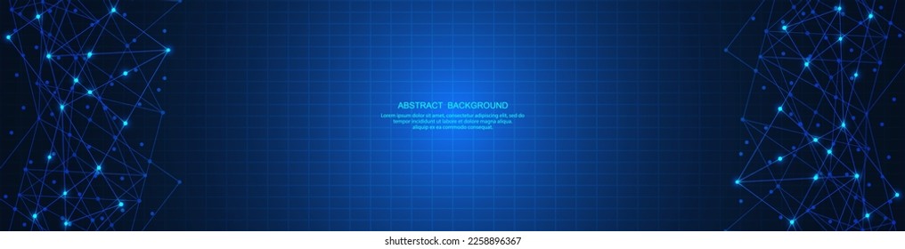 Abstract technology background of global network connection and communication with connecting the dots and lines for banner design or header. Vector illustration