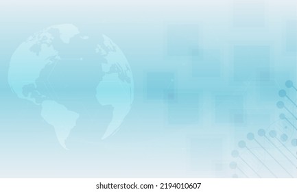 Resumen de los antecedentes tecnológicos. Resumen planetario global Tierra y cuadrado y ADN digital, espiral de ADN, estructura molécula en segundo plano Ilustración vector abstracto planeta Tierra y espiral de ADN