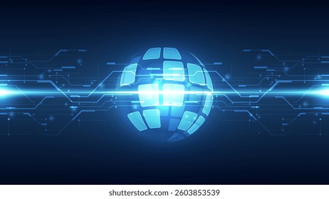 Abstract technology background with globe and circuit board. Vector Illustration.