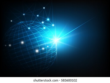 Abstract technology background with globe network connection, vector illustration
