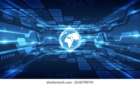 Abstract technology background with globe. Vector illustration for your design. Eps 10