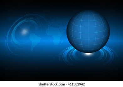Abstract Technology Background with Globe, Vector illustration