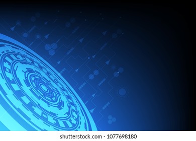 Abstract technology background of glow blue circle with circuit. concept innovation in future, space for your design