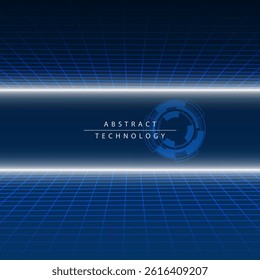 Abstract technology background with glowing blue rings and light particles. Ideal for digital and sci-fi designs.