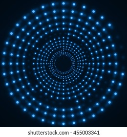 Abstract technology background of glowing circles. Vector illustration. Eps 10