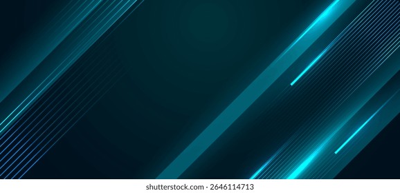 Abstract technology background with glowing light and diagonal lines. Vectorr illustration. 