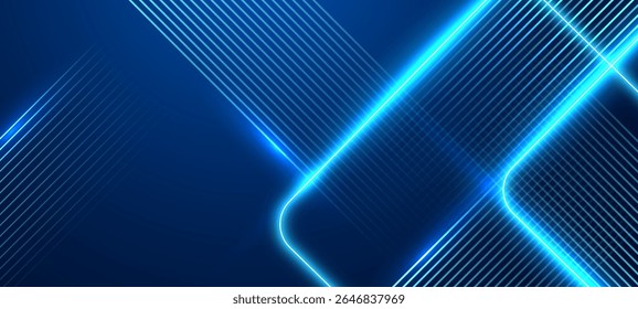 Abstrakter technologischer Hintergrund mit leuchtendem Licht und diagonalen Linien. Vektorgrafik.
