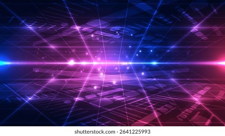 Abstract technology background with glowing lines and space for text. Vector illustration