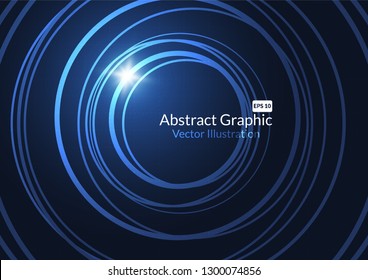 Abstract technology background with glowing neon circles. Vector illustration