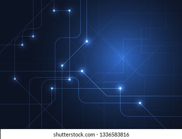 Abstract technology background with glowing neon circles. Vector illustration