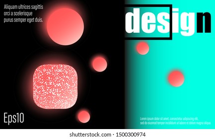 Abstract technology background. Glowing neon light balls. Colorful design. Space texture. Vector template. Futuristic modern abstract background.