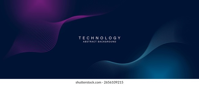 Abstract technology background with glowing wave lines. Modern futuristic graphic design with light effect. Perfect for creative design like brochure, banner, poster, website, flyer, cover, backdrop