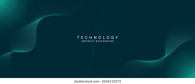 Abstract technology background with glowing wave lines. Modern futuristic graphic design with shiny moving lines. Perfect for creative design like brochure, banner, poster, website, cover, backdrop