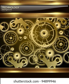 Abstract technology background gold machinery, vector.