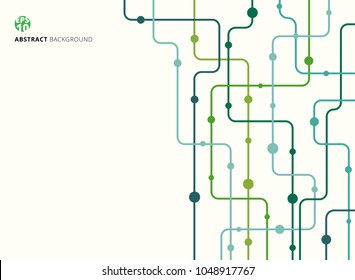 Abstract technology background green color curved lines, dots with copy space. flat design. Vector illustration for cover book, brochure, flyer, poster, magazine, CD cover design, website, app mobile