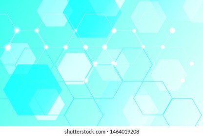 Abstract technology background with hexagon texture blue and white composition a combination with dot fragment concept. Modern vector design for use element presentation, cover, banner, poster