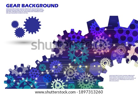Abstract technology background with hexagons and gear wheels. EP.2.Used to decorate billboards, advertising boards, messages or other works.