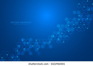 Abstract technology background with hexagons and molecules