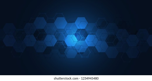 Abstract technology background with hexagons pattern. Hi-tech digital background. Vector illustration for technological or scientific modern design