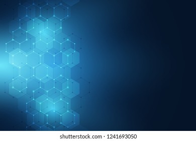 Abstract technology background with hexagons pattern. Hi-tech digital background. Vector illustration for technological or scientific modern design