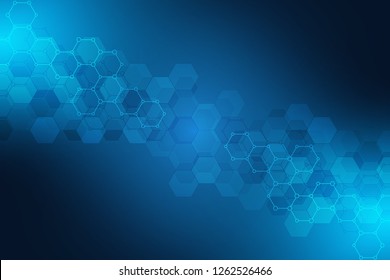 Abstract technology background with hexagons pattern. Hi-tech digital background. Vector illustration for technological or scientific modern design