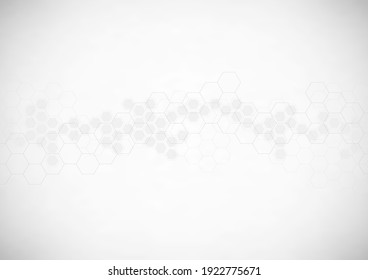 Abstract technology background with hexagons shape pattern. Concepts of healthcare technology, health, science and innovation medicine