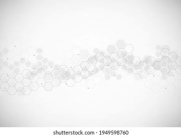 Abstract technology background with hexagons shape pattern. Concepts of healthcare technology, health, science and innovation medicine
