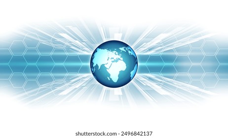 Abstract technology background with hexagons and world map. Vector illustration.
