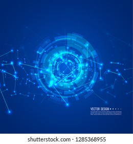 Abstract technology background Hi-tech communication concept. Sci-Fi Futuristic HUD. Vector illustration of scientific visualization.
