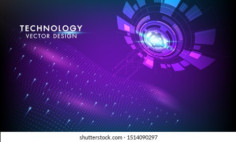 Abstract technology background Hi-tech communication concept, technology, digital business, innovation, science fiction scene vector illustration with copy-space.