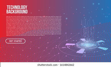 Abstract technology background Hi-tech communication concept, technology, digital business, innovation, science fiction scene vector illustration with copy-space.