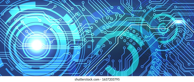 Abstract technology background hi-Tech communication concept, vector circuit Board, technological circles