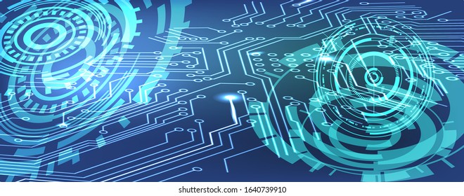 Abstract technology background hi-Tech communication concept, vector circuit Board, technological circles