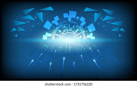 Abstract technology background Hi-tech communication concept, technology, digital business, innovation, science fiction scene vector illustration with copy-space.